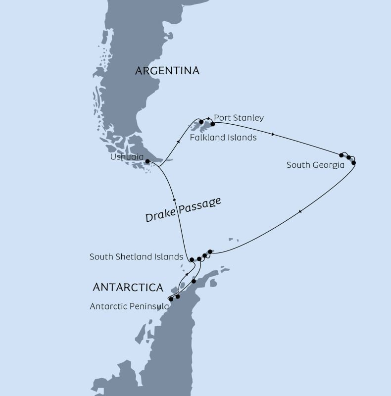 Falkland_SGeorgia_Antarctica expedition tour route